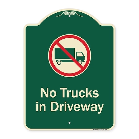 Signmission Designer Series-No Trucks In Driveway With Graphic Green, 24" x 18", G-1824-9810 A-DES-G-1824-9810